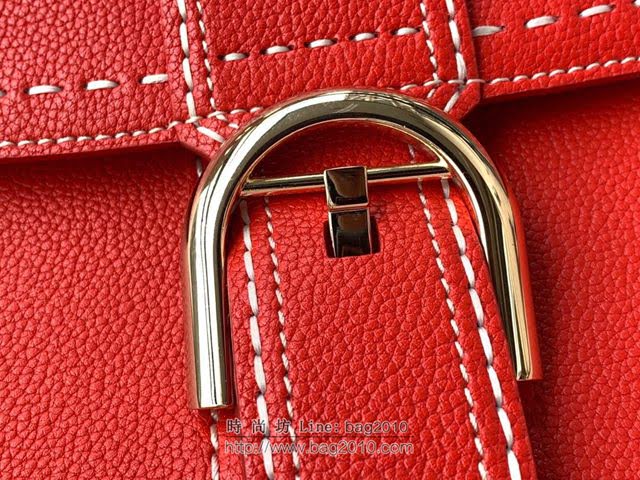 DELVAUX女包 Brillant系列手袋 原廠牛皮 德爾沃女手提包 女手拎包 Delvaux單肩斜挎包 DF0028手縫火焰紅  fcs1371